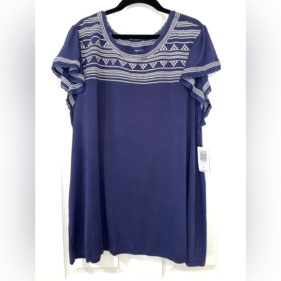 Torrid Super Soft Flutter Sleeve Embroidered Shirt - Picture 4 of 4